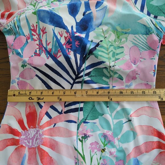 Axesea Women Floral Long Sleeve one piece Surf Swimsuit UPF 50+ Rash Guard Sz 10 - Picture 10 of 12